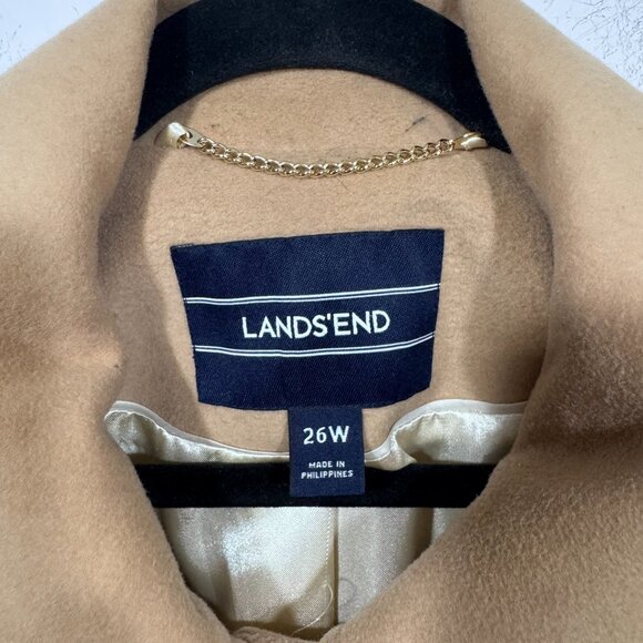 Land's End Women's Camel Wool Blend Car Coat Jacket Size 26W Office Preppy - Picture 6 of 8